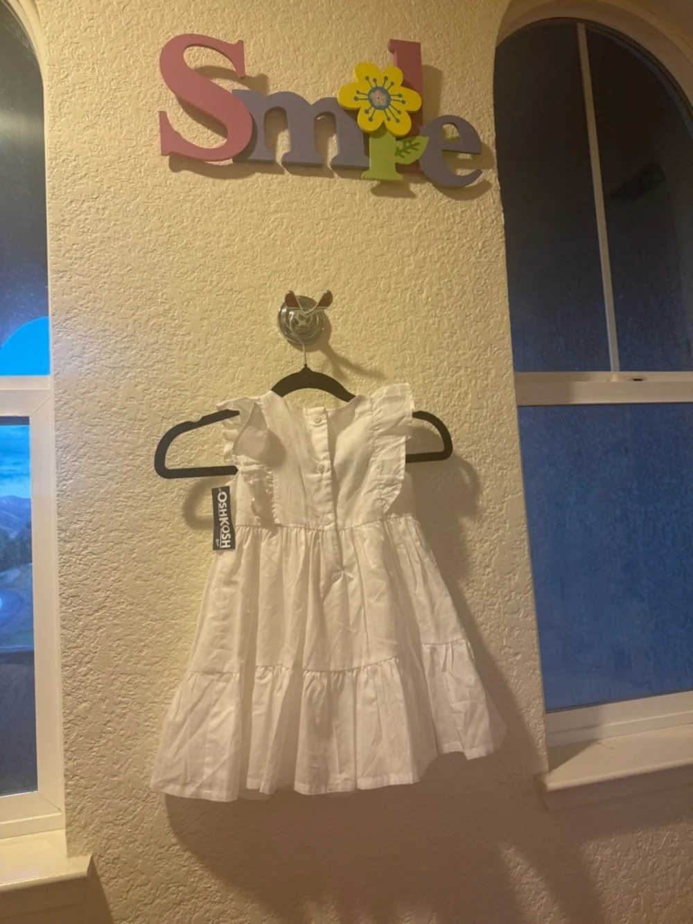 OshKosh B'gosh White Lace Dress 💯% Cotton Ruffle Size 2T Toddler,Party or Spring